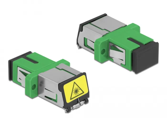 LWL Kupplung mit Laserschutzklappe SC Simplex Buchse zu SC Simplex Buchse Singlemode grün, Delock® [