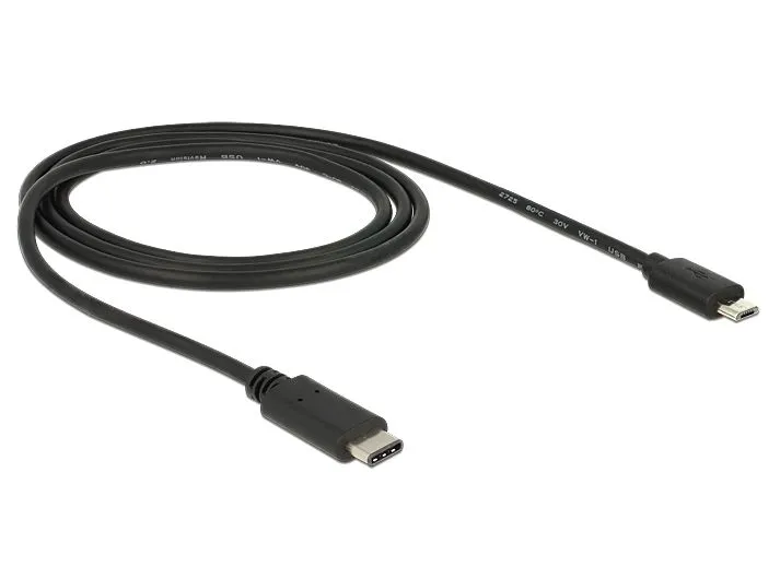USB Kabel 2.0, USB-C™ Stecker an USB 2.0 Micro-B Stecker, schwarz, 1m, Delock® [83602]