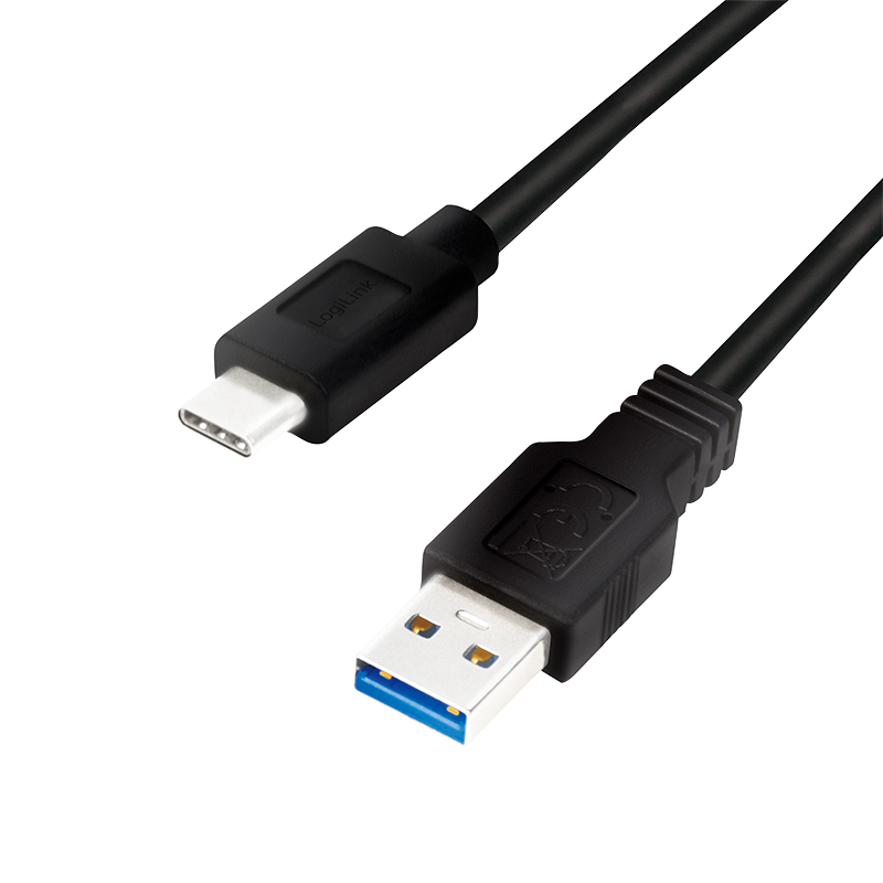 USB 3.2 Gen1 Type-C Kabel, C/M zu USB-A/M, schwarz, 1 m