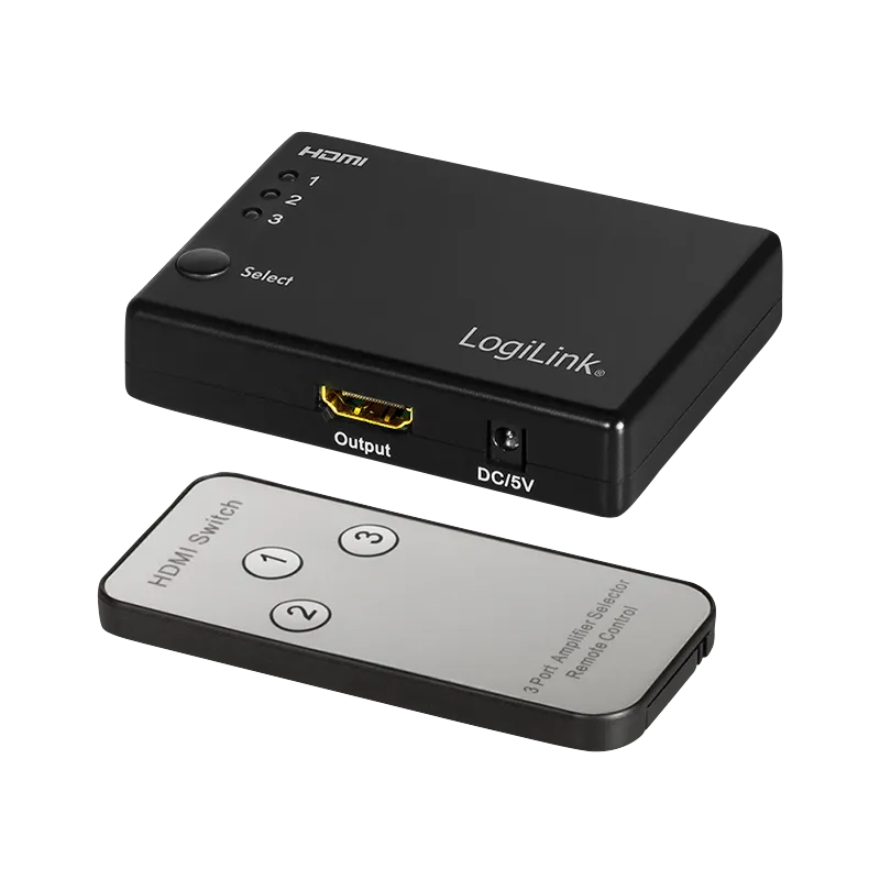 HDMI-Switch, 3x1-Port, 1080p/60 Hz, HDCP, CEC, RC
