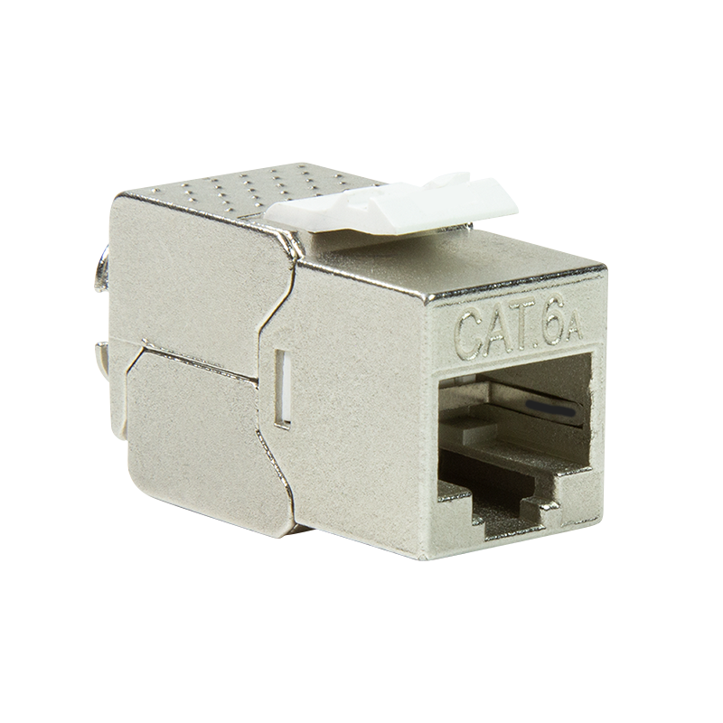 Cat.6A Keystone Buchse STP 22-26 AWG, werkzeuglos, nur 14,5 mm breit Cat.6A Keystone Buchse STP 22-26 AWG, werkzeuglos, nur 14,5 mm breit