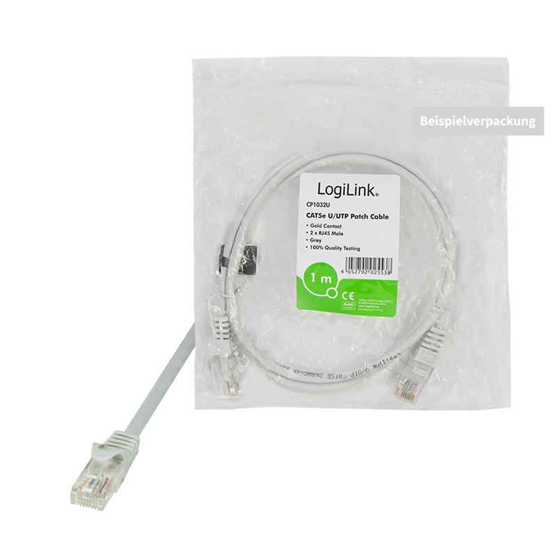 Patchkabel EconLine, Cat.5e, U/UTP, grau, 0,5 m