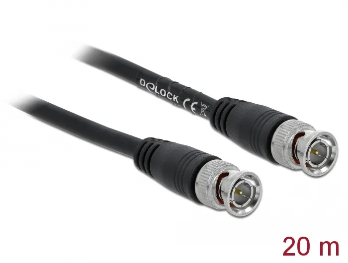 Kabel BNC Stecker an BNC Stecker, schwarz, 20 m, Delock® [80087]