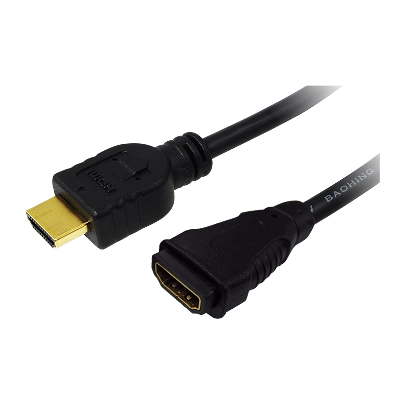 HDMI-Kabel, A/M zu A/F, 4K/30 Hz, schwarz, 1 m