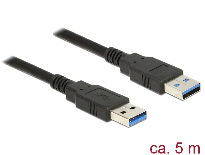 Kabel USB 3.0 Typ-A Stecker an USB 3.0 Typ-A Stecker, schwarz, 5,0m, Delock® [85064]