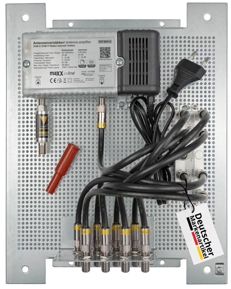 Kabel-TV Antennenverstärker komplett vormontiert für 8 Teilnehmer