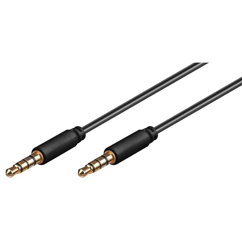 Klinkenkabel, 3,5mm Stecker an Stecker, 4-polig, vergoldete Kontakte, schwarz, 1m, Good Connections®
