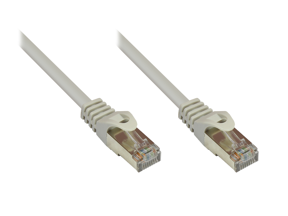 RNS® Patchkabel mit Rastnasenschutz, Cat. 5e, SF/UTP, PVC, 100MHz, grau, 0,15m, Good Connections®