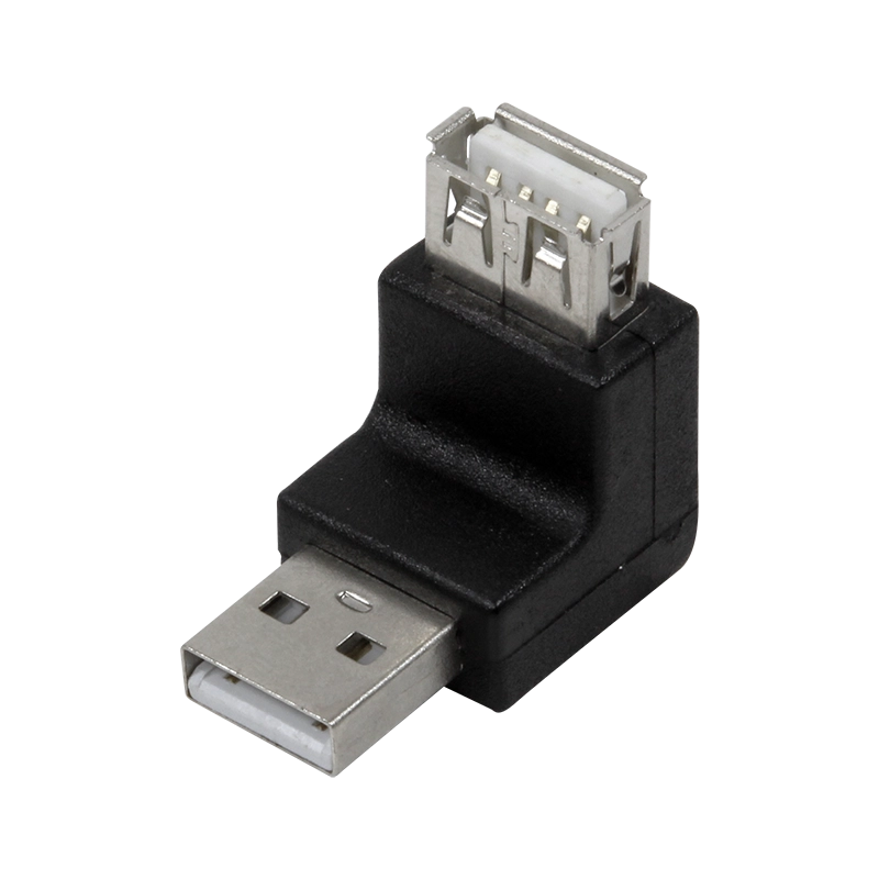 USB 2.0-Adapter, USB-A/M zu A/F, 270°-gewinkelt, schwarz