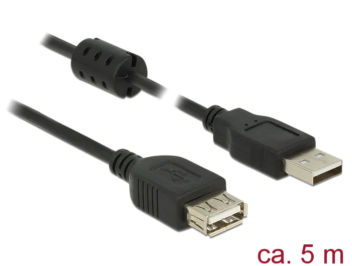 Verlängerungskabel USB 2.0 Typ-A Stecker an USB 2.0 Typ-A Buchse, schwarz, 5,0m, Delock® [84887]
