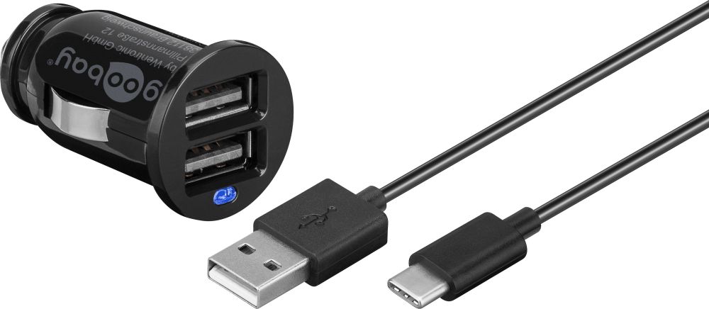 KFZ USB-Ladeadapter, 2-Port, 2,1 A, inkl. Anschlusskabel USB