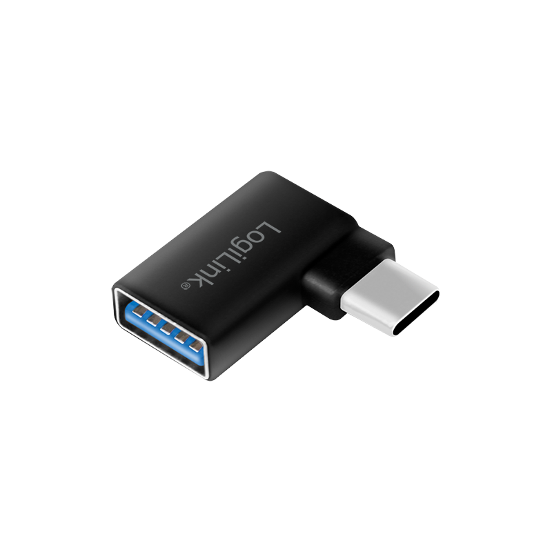 USB 3.2 Gen1 Type-C Adapter, C/M zu USB-A/F, 90° gewinkelt, schwarz