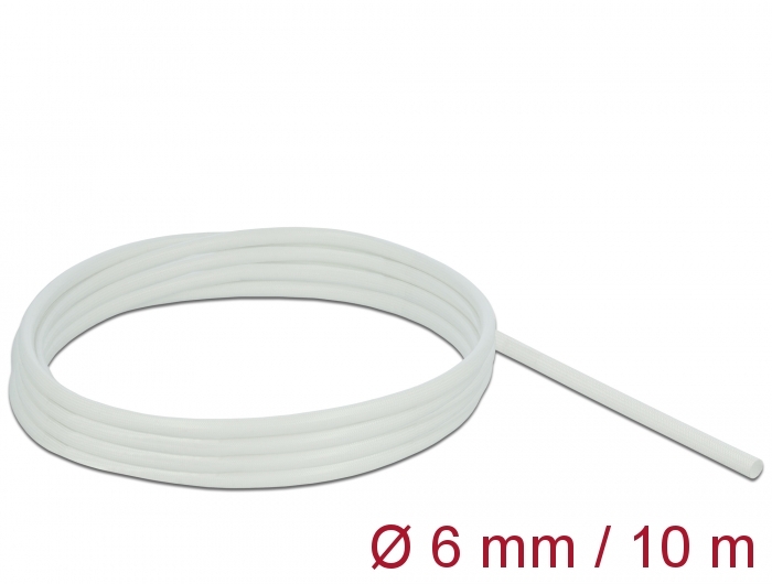 Schutzschlauch Glasfasergeflecht 10 m x 6 mm weiß, Delock® [