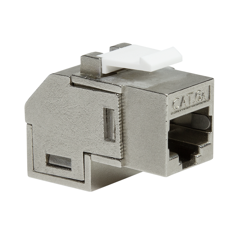 Cat.6A Keystone Kupplung 2 x RJ45 STP, 90° gewinkelt, Metallgehäuse Cat.6A Keystone Kupplung 2 x RJ45 STP, 90° gewinkelt, Metallgehäuse