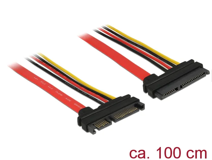 Verlängerungskabel SATA 6Gb/s, 22 Pin Stecker an SATA 22 Pin Buchse (5V + 12V), 1m, Delock® [83804]