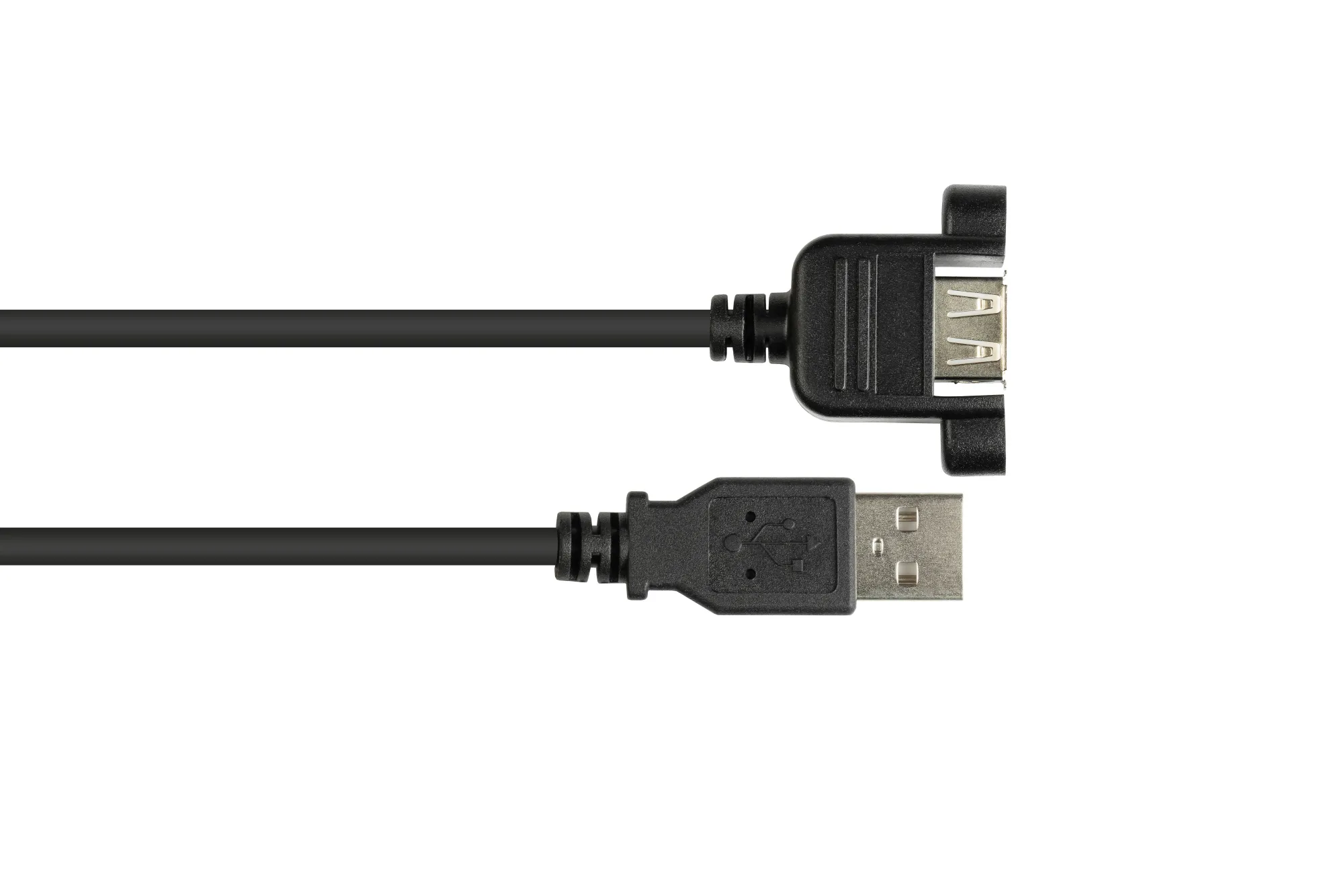 Verlängerung USB 2.0 Stecker A an Einbaubuchse A, CU, schwarz, 1m, Good Connections®