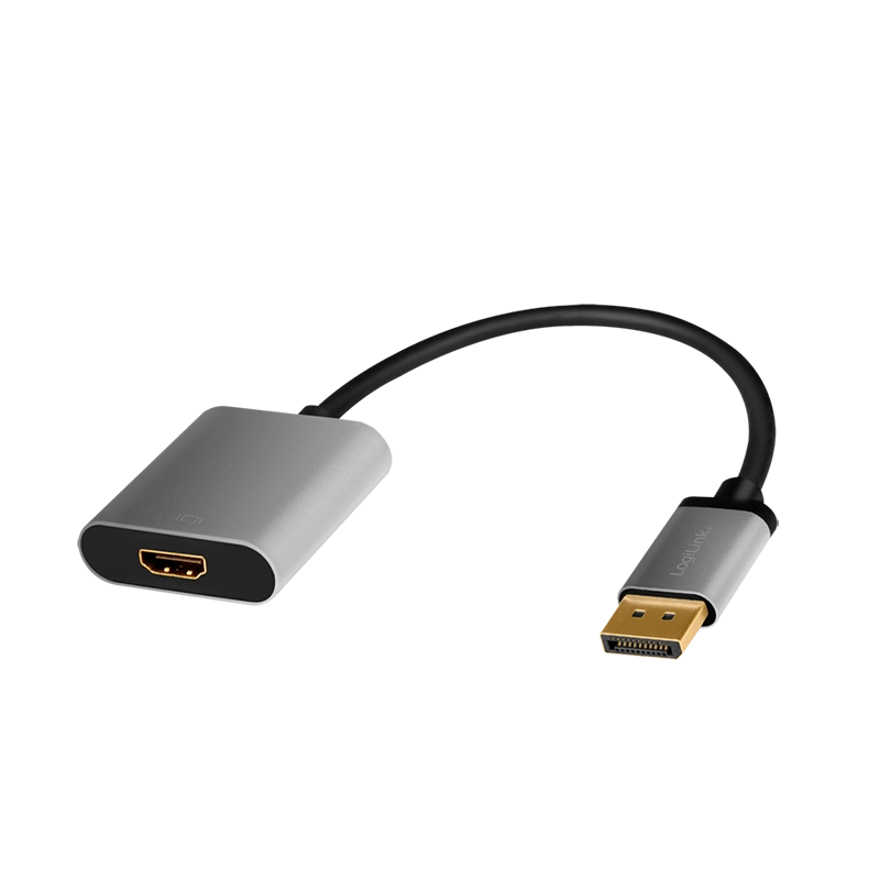 DisplayPort-Adapter,DP/M zu HDMI A/F,4K/60Hz,Alu, schwarz/grau, 0,15m