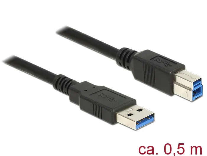 Kabel USB 3.0 Typ-A Stecker an USB 3.0 Typ-B Stecker, schwarz, 0,5m, Delock® [85065]