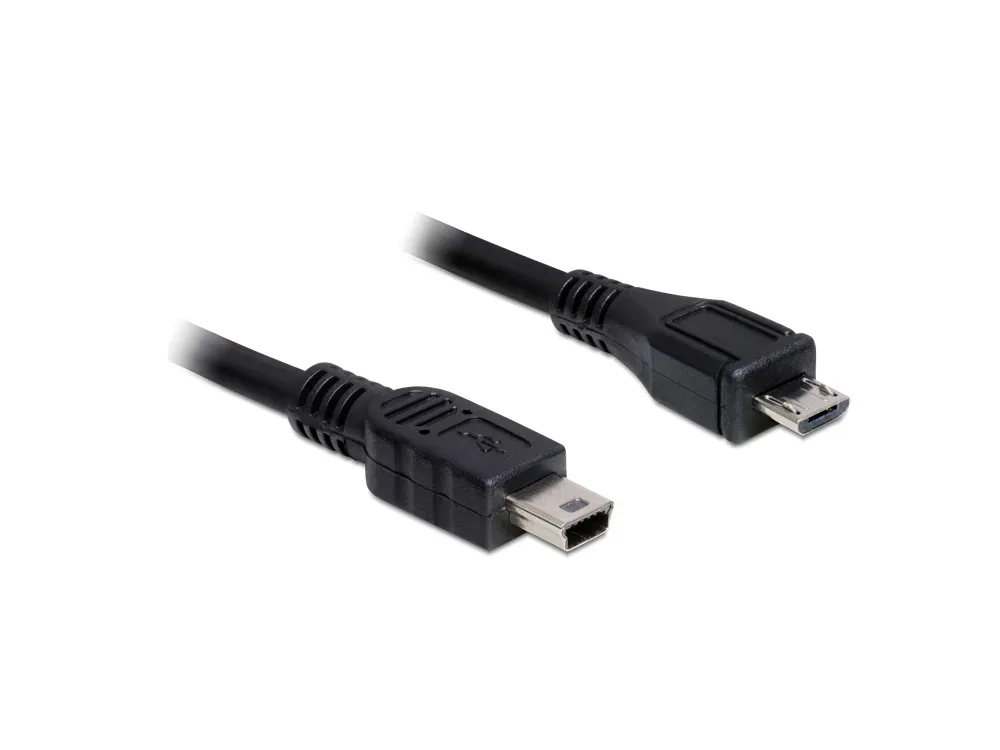 Anschlusskabel, USB 2.0 micro B Stecker an USB mini Stecker, schwarz, 1m, Delock® [83177]