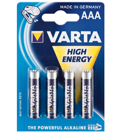 Varta® Batterie powerful Alkaline (Alkali Micro) LR 03 VHE (AAA) 1,5V, 4er Pack in Blister