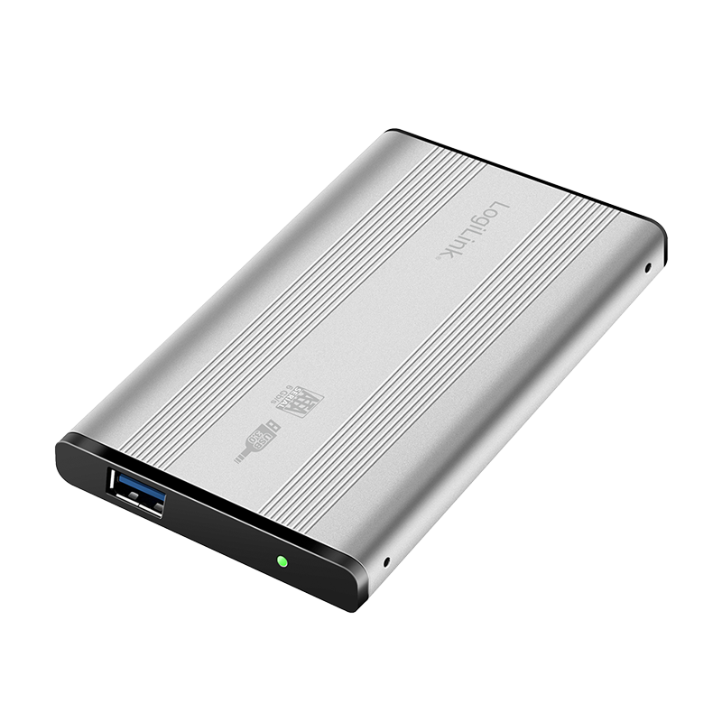 Festplattengehäuse 2,5", SATA, USB 3.0, Alu, silber