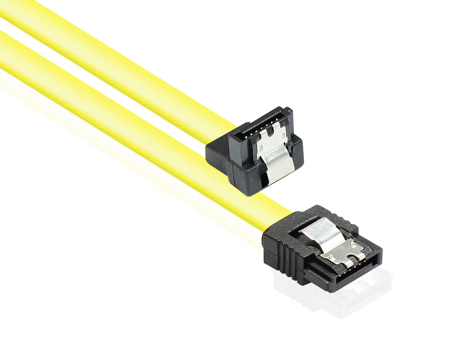 Anschlusskabel SATA 6 Gb/s mit Metallclip, einseitig gewinkelt, gelb, 1m, Good Connections®