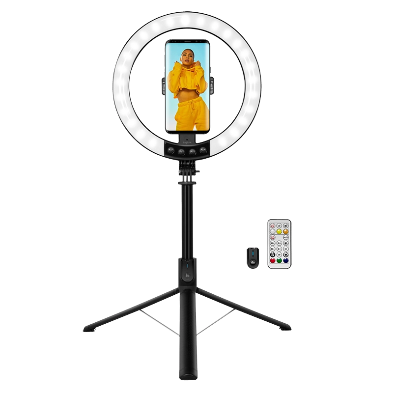 Smartphone-Ringlicht mit Selfie-Stick-Stativ, Fernauslöser, Ø 25 cm