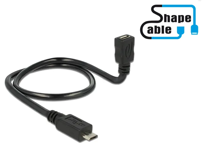 Kabel USB 2.0 Micro-B Stecker an USB 2.0 Micro-B Buchse OTG ShapeCable 0,50m, Delock® [83925]