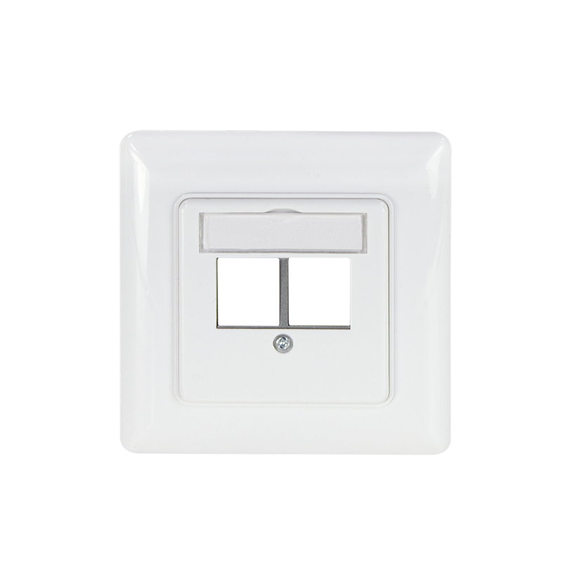 Unterputzdose für 2 Keystone-Module, gerader Auslass, signalweiß Unterputzdose für 2 Keystone-Module, gerader Auslass, signalweiß