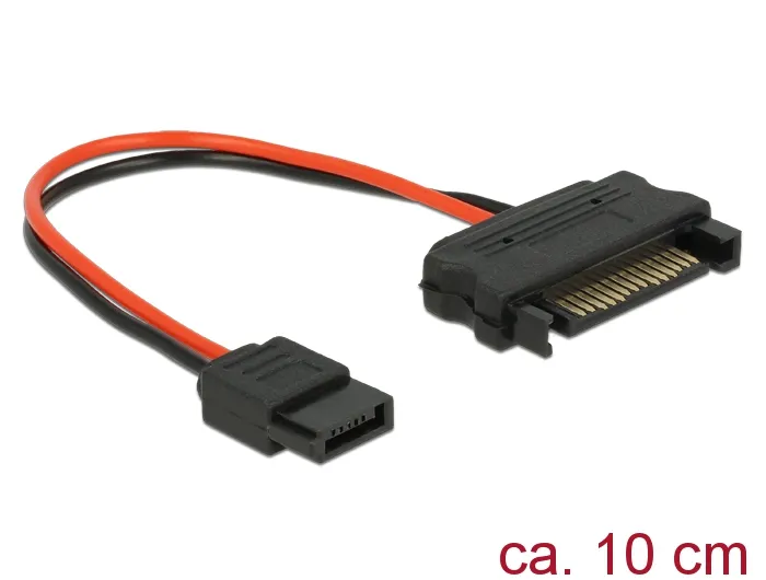 Kabel Power SATA 15 Pin Stecker an Power Slim SATA 6 Pin Buchse 10 cm, Delock® [84873]
