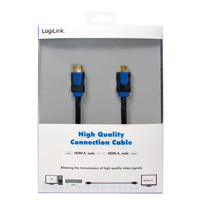 HDMI-Kabel, A/M zu A/M, 4K/30 Hz, schwarz/blau, 15 m