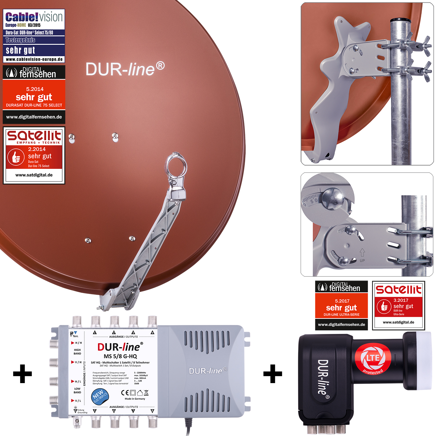 DUR-line Select 75/80 R + MS5/8 + LNB - 8 Teilnehmer Set