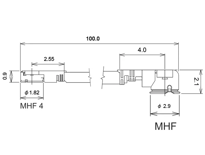 Antennenkabel MHF / U.FL-LP-068 kompatibler Stecker an MHF IV/ HSC MXHP32 kompatibler Stecker 0,1 m,
