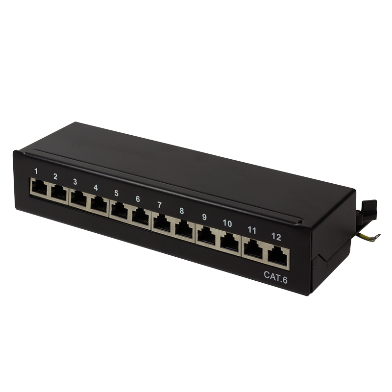 Cat.6 Patchpanel 12 Ports geschirmt, Desktop, schwarz