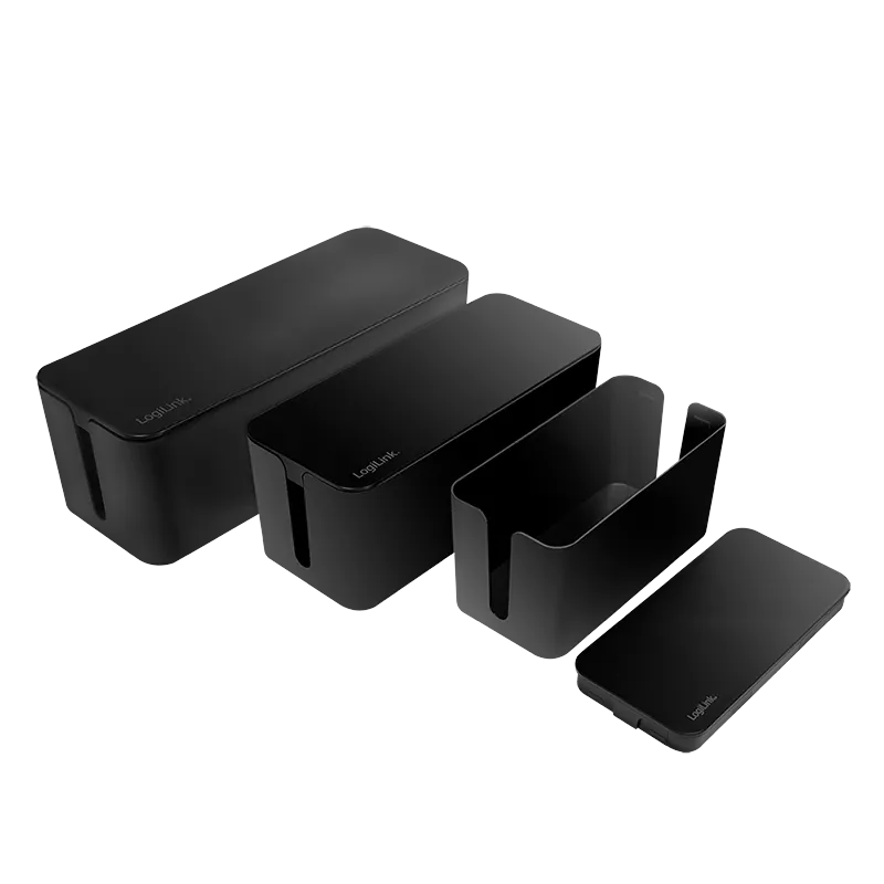 Kabelbox-Set, 3 Größen, schwarz