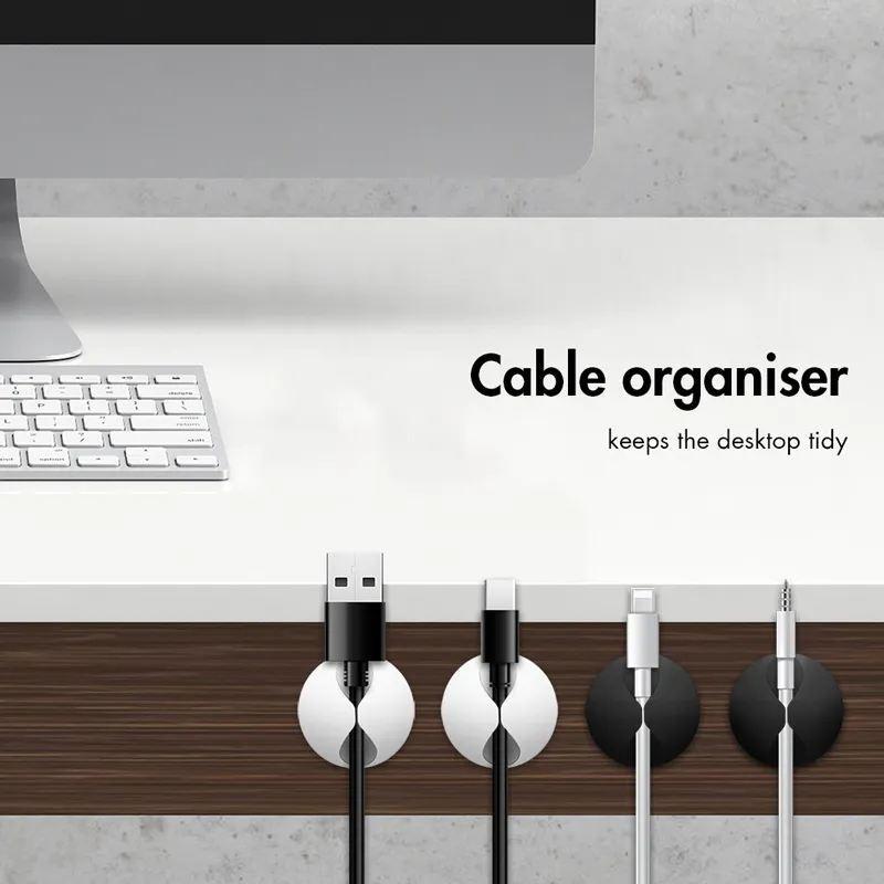 Kabel Organiser Set, schwarz/weiß, selbstklebend, 6 Stk.