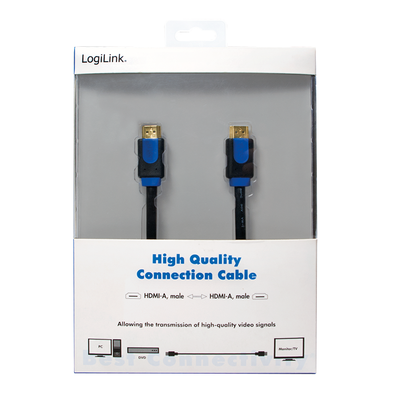 HDMI-Kabel, A/M zu A/M, 4K/30 Hz, schwarz/blau, 2 m