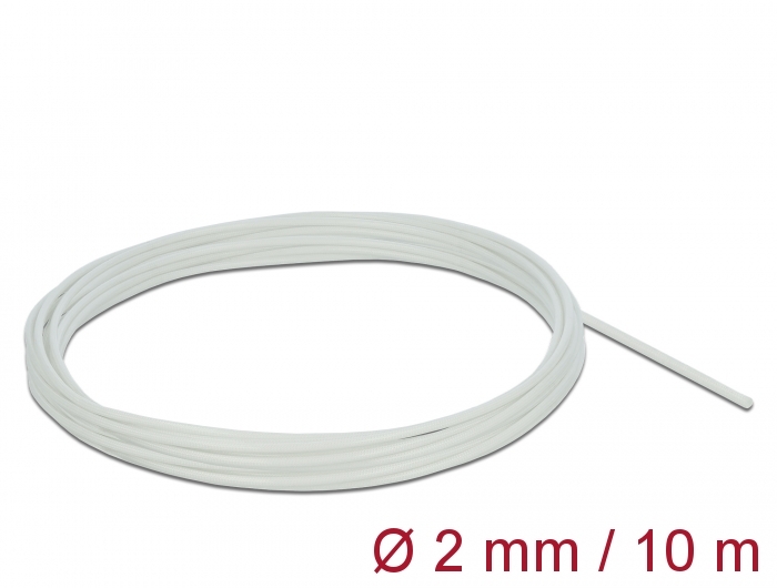 Schutzschlauch Glasfasergeflecht 10 m x 2 mm weiß, Delock® [