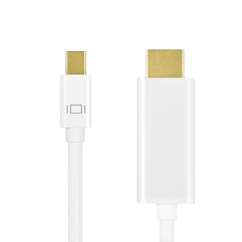 DisplayPort-Kabel, mDP/M zu HDMI-A/M, 4K/30 Hz, weiß, 5 m