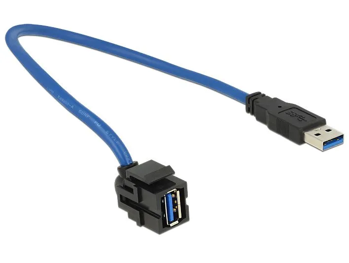 Keystone USB 3.0 A Buchse an USB 3.0 A Stecker 250° mit Kabel, Delock® [86375]
