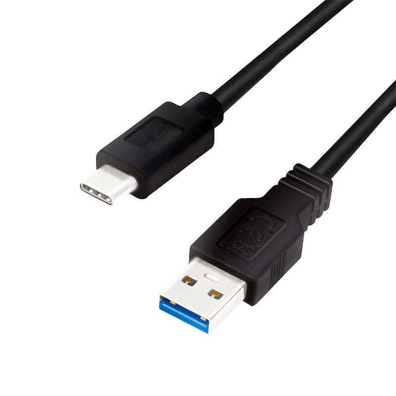 USB 3.2 Gen1 Type-C Kabel, C/M zu USB-A/M, schwarz, 2 m