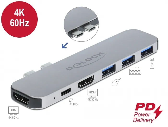 Dockingstation für MacBook Dual HDMI 4K / PD / Hub, Delock®