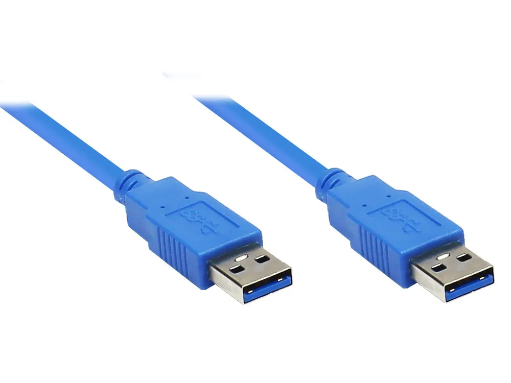Anschlusskabel USB 3.0 Stecker A an Stecker A, 1m, blau, Good Connections®