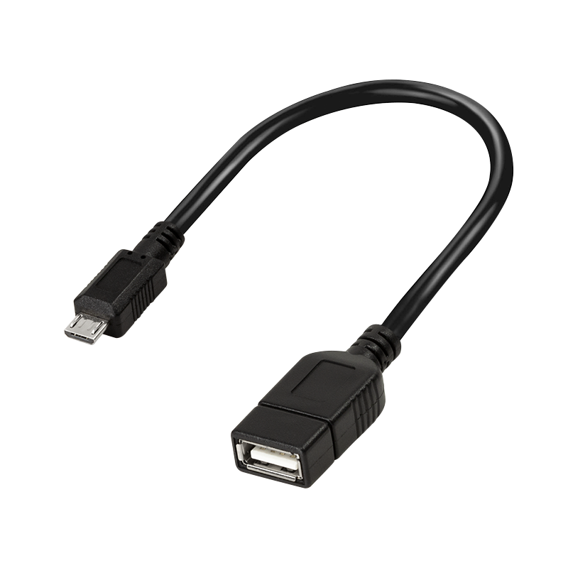USB 2.0-Adapter, Micro-USB/M zu USB-A/F, OTG, schwarz, 0,2 m