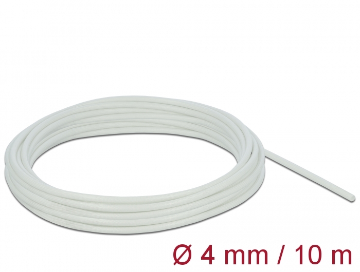 Schutzschlauch Glasfasergeflecht 10 m x 4 mm weiß, Delock® [