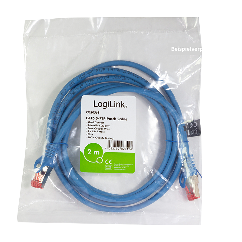 Patchkabel PrimeLine, Cat.6, S/FTP, blau, 1,5 m