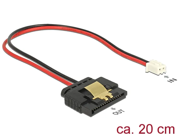 Kabel Power 2 Pin Buchse an 1x SATA 15 Pin Buchse (5 V) Metallclipb 0,2 m , Delock® [85336]