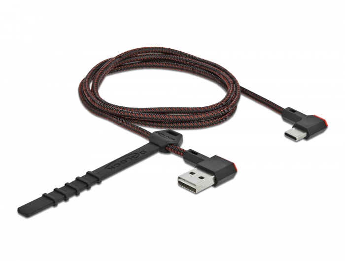 EASY-USB 2.0 Kabel Typ-A Stecker zu USB Type-C™ Stecker gewinkelt links / rechts 1 m schwarz, Delock