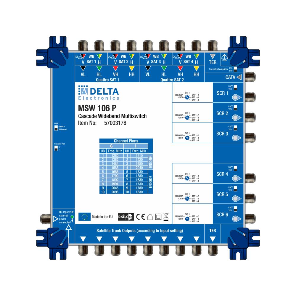 Wideband unicable Kaskaden-Multischalter max. 4 Sat. 6x10 Teilnehmer Wideband unicable Kaskaden-Multischalter max. 4 Sat. 6x10 Teilnehmer