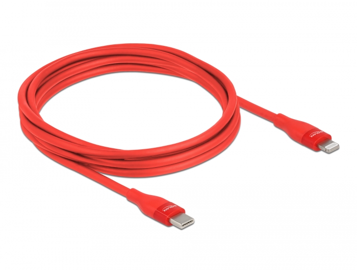 Daten- und Ladekabel USB Type-C™ zu Lightning™ für iPhone™, iPad™ und iPod™ rot 2 m MFi, Delock® [86